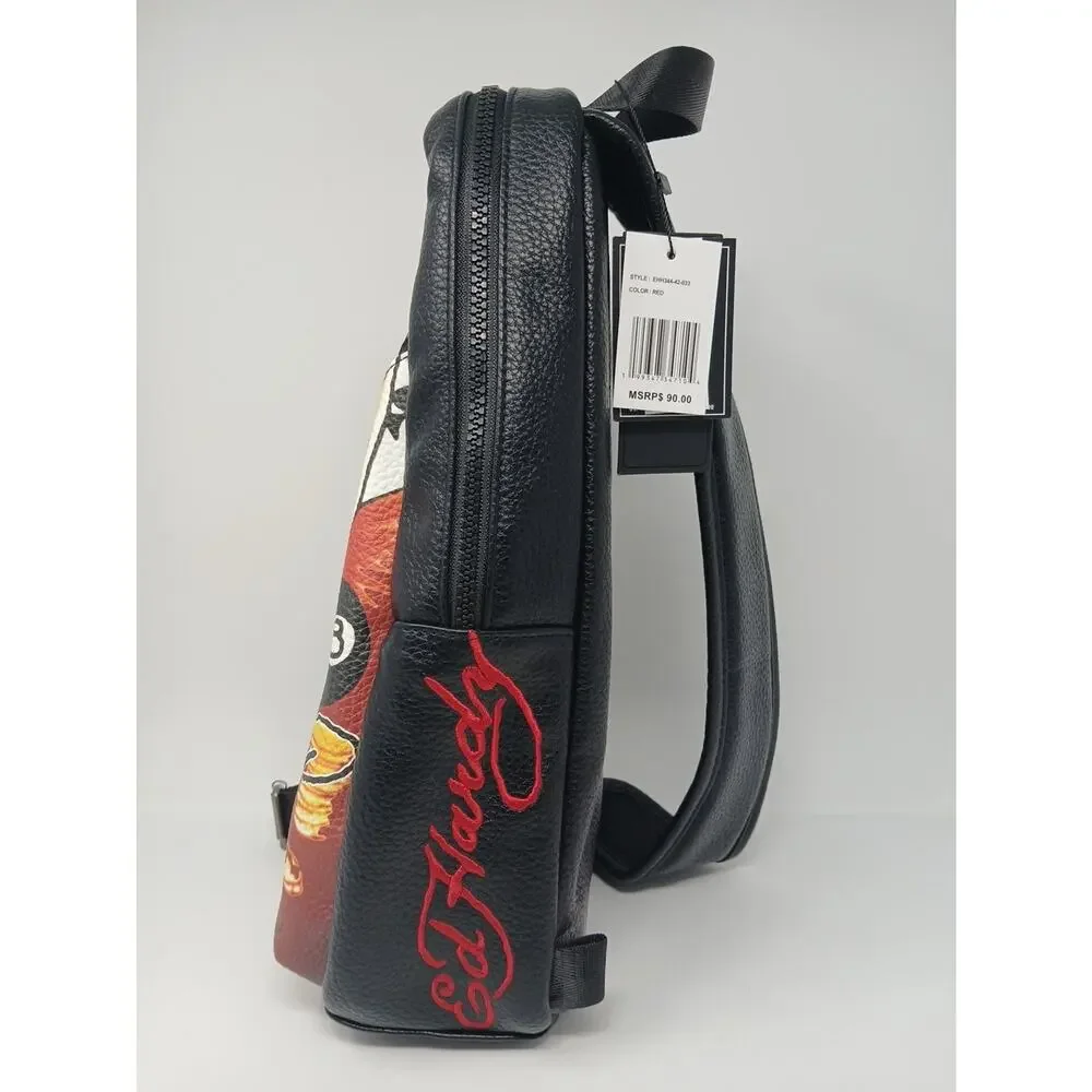 Ed Hardy Black Eagle Skull Sling Bag Crossbody Backpack Y2K Steetwear Tatoo Art